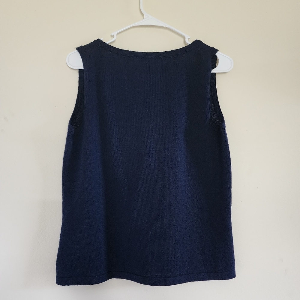 St. John Sport Navy Blue Knit Sleeveless Shell Top Tank Made in USA Size Small - Picture 8 of 9